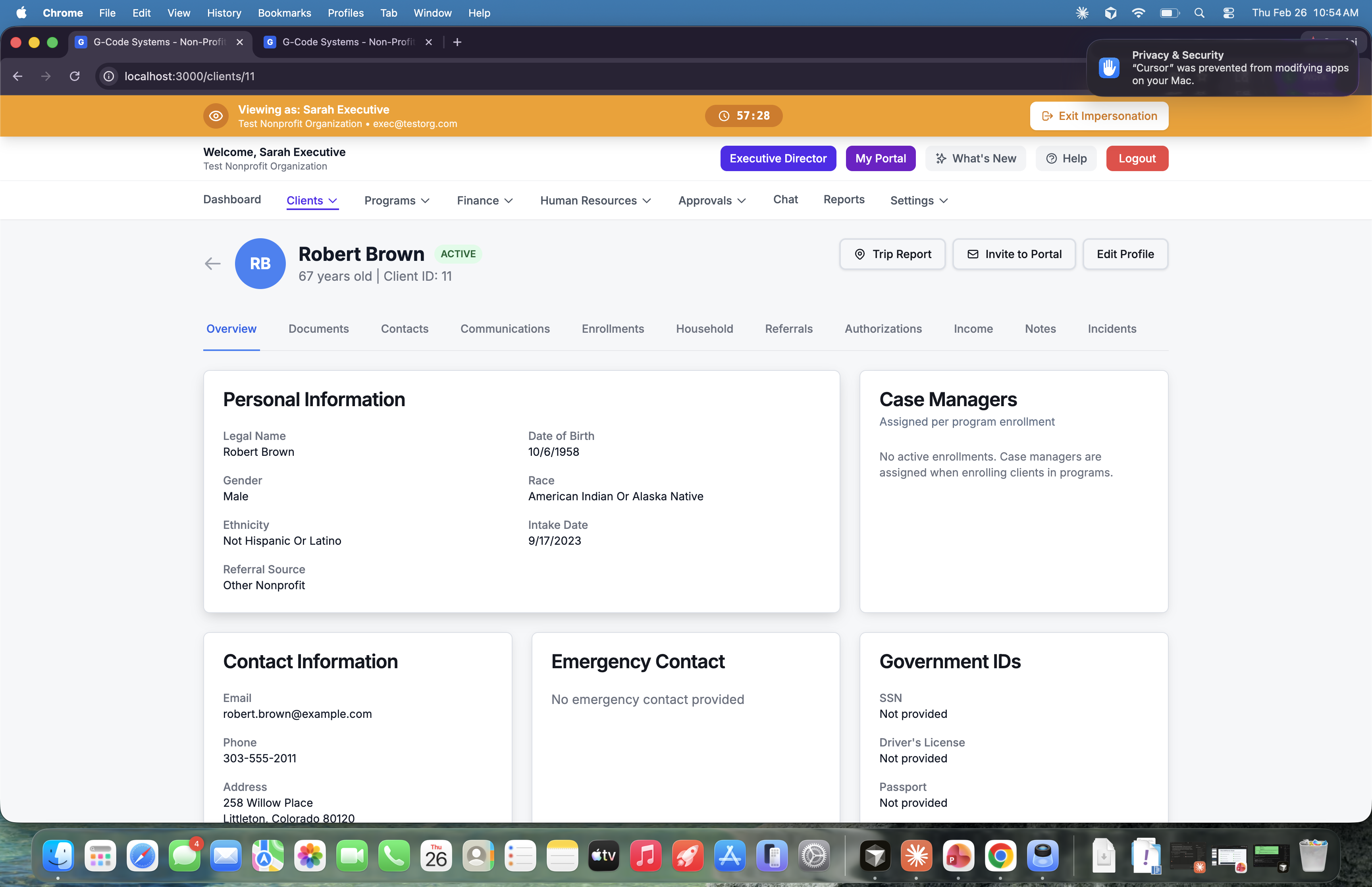 Client Management screenshot