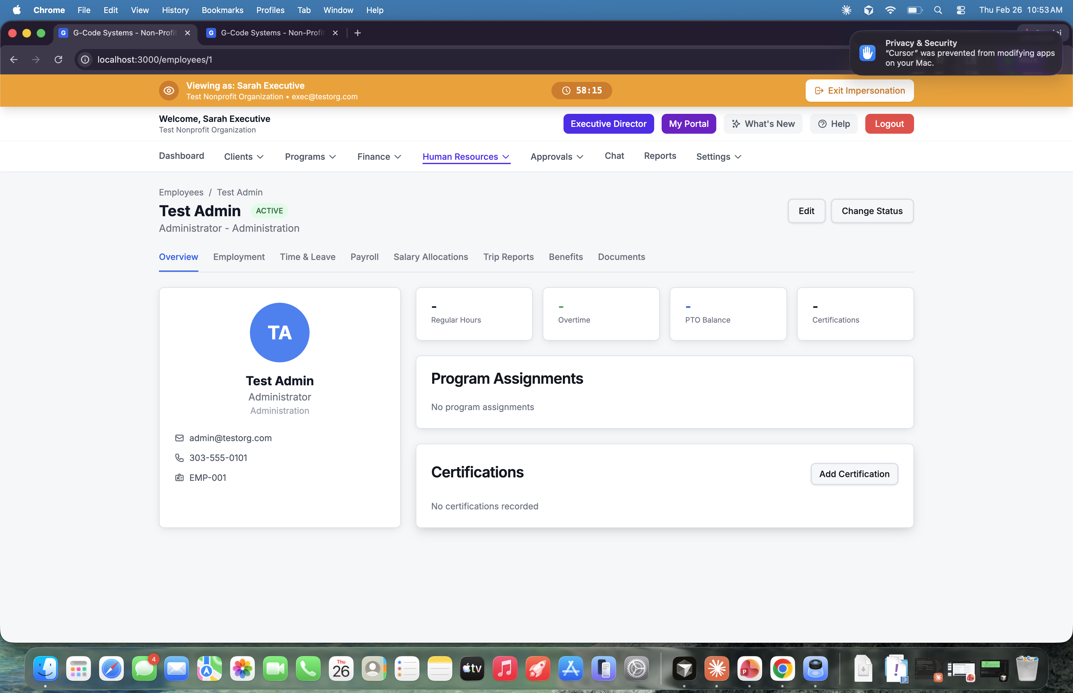 Human Resources screenshot
